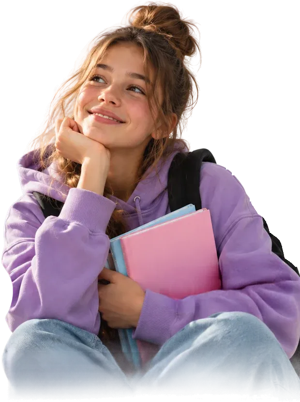 Учениця AGS Online з книжками
